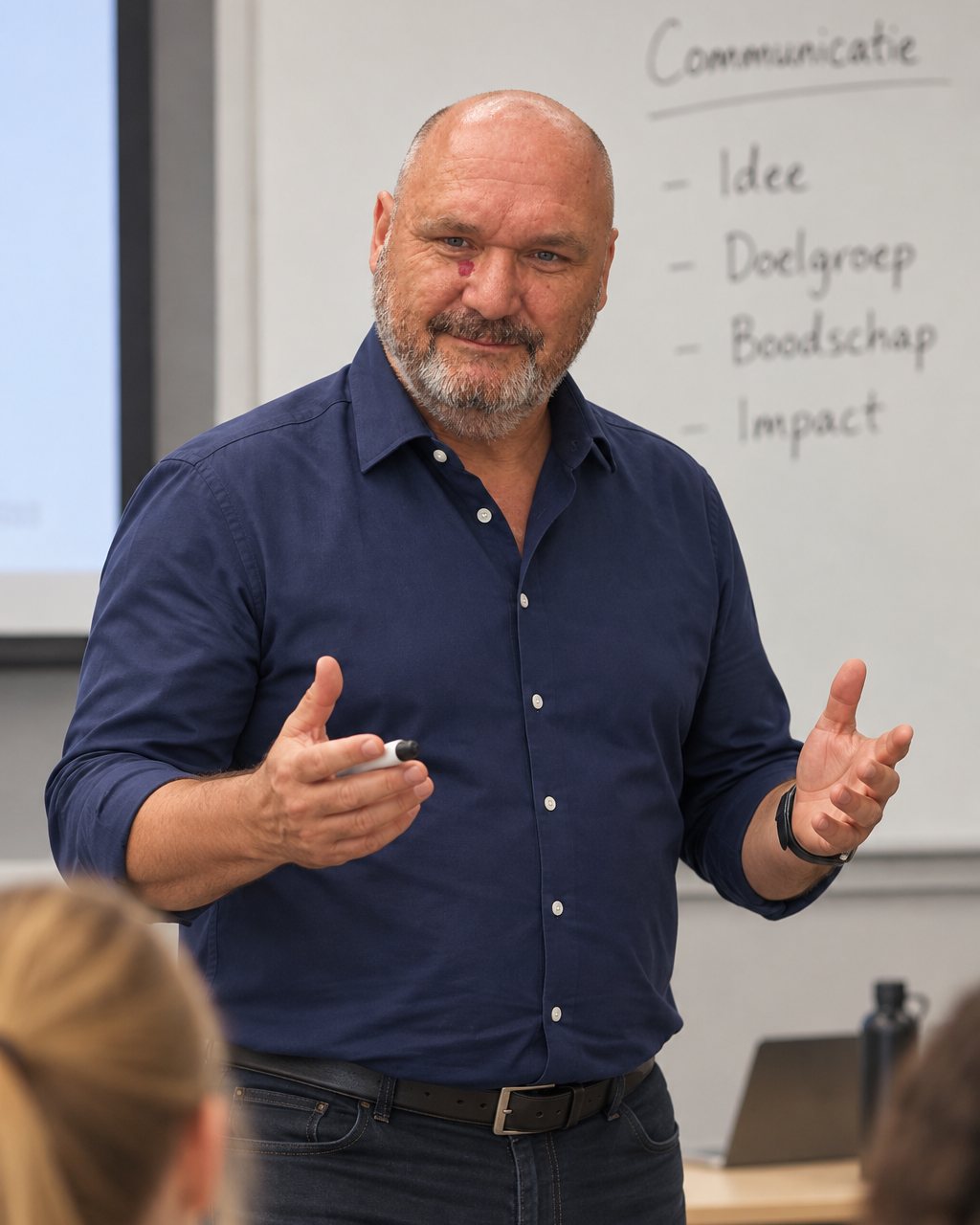 Bas van den Beld teaching a communication class